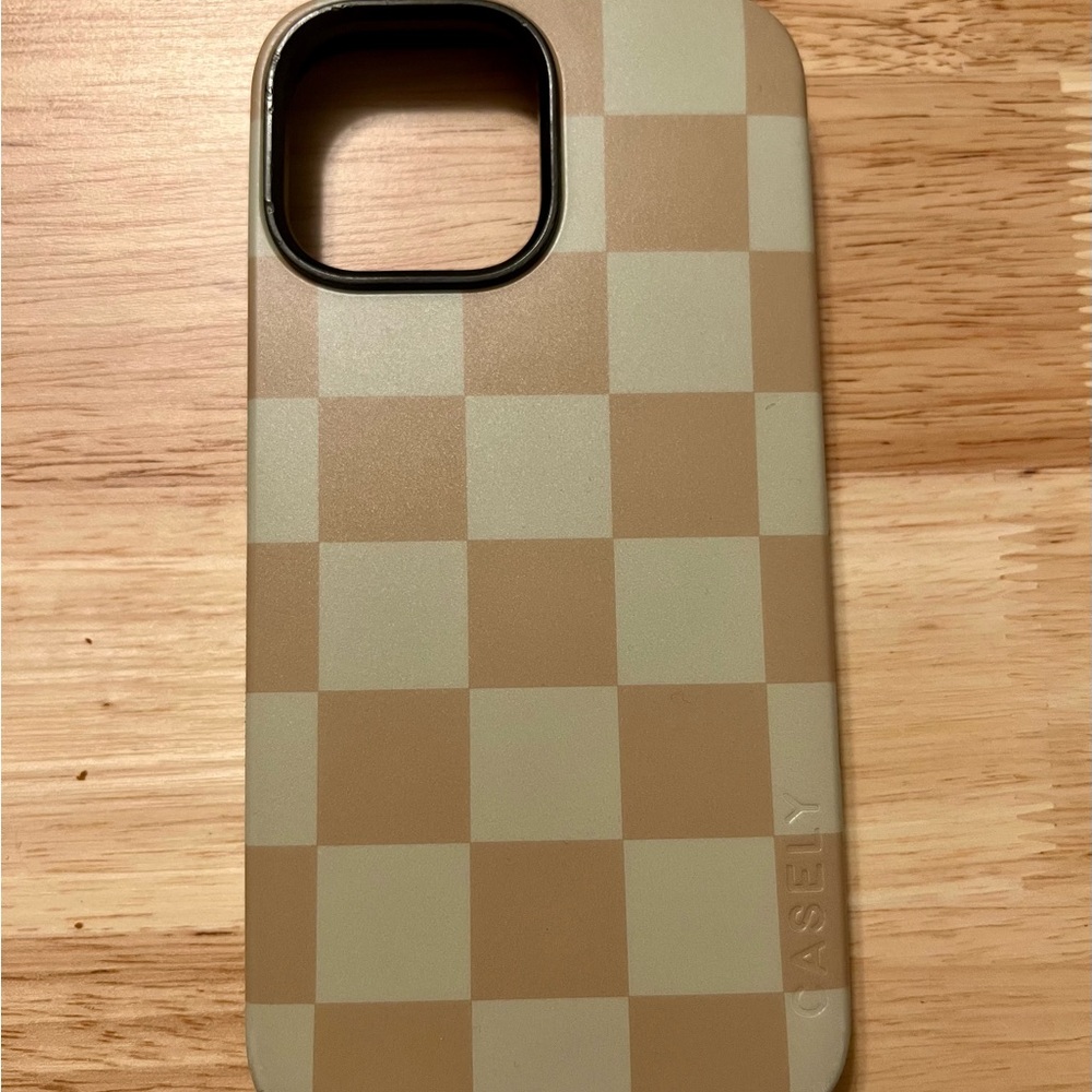Tan and Cream Checkered Phone Case